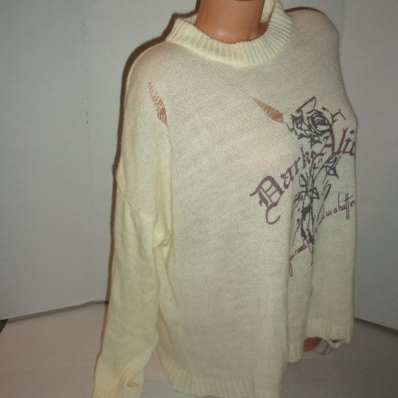 Dazy Dark Alice You Need To Be As Mad As A Hatter Distressed Sweater - Picture 2 of 3